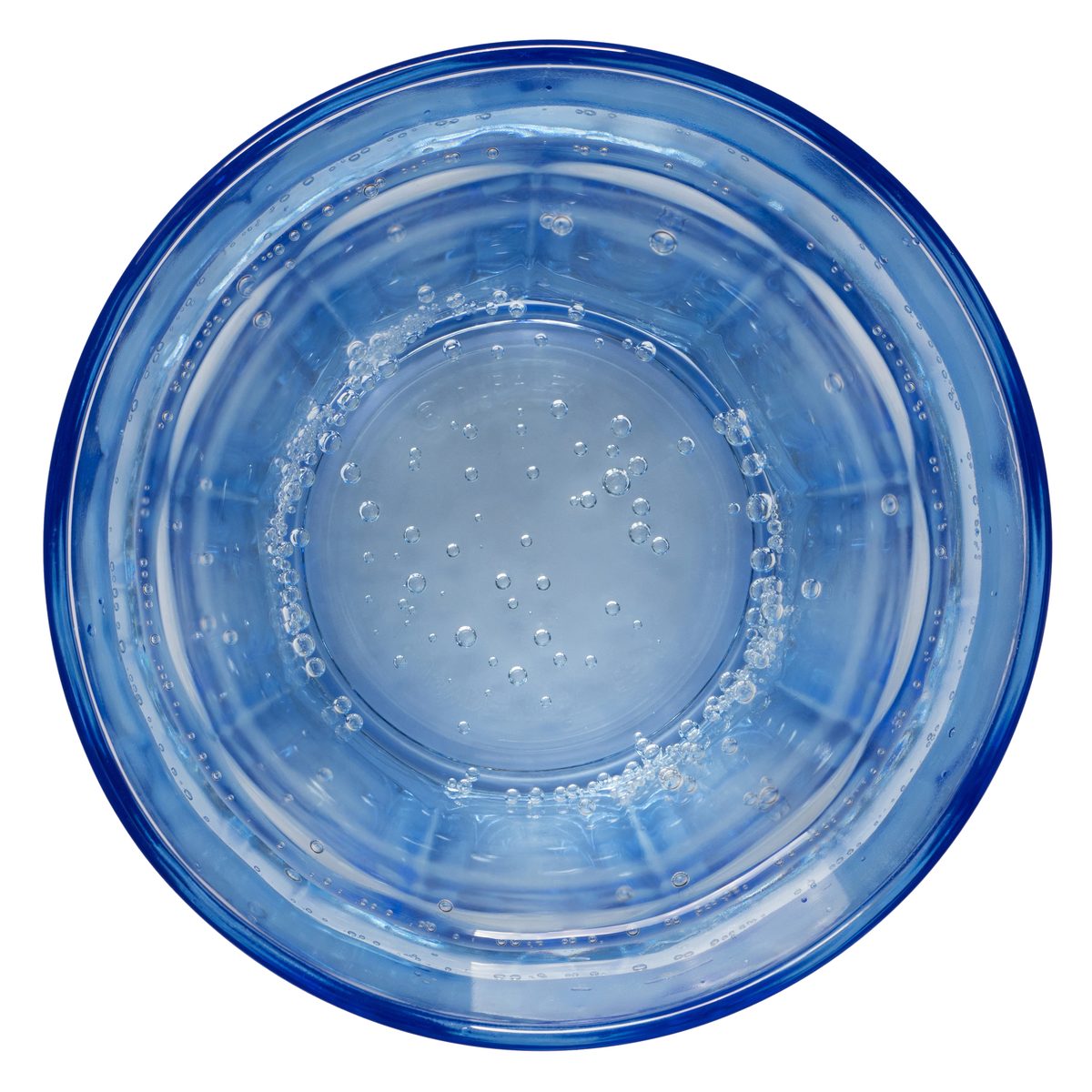 A glass of water photographed from above